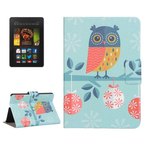 For Kindle Fire HDX 7 Owl Pattern Leather Case with Holder & Card Slots