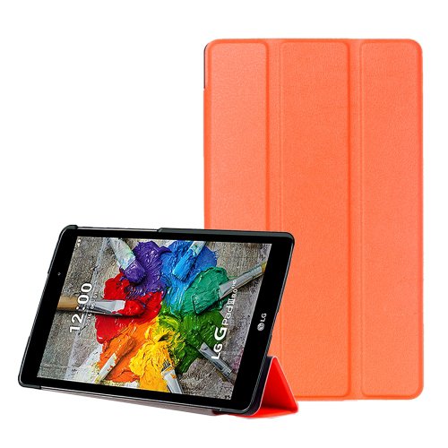 For LG G Pad III 8.0 Orange Custer Flip Leather Case with Three-folding Holder