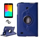 For LG G Pad 7.0 Dark Blue Litchi Flip Leather Case with 2 Gears Rotating Holder