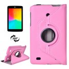 For LG G Pad 7.0 Pink Litchi Flip Leather Case with 2 Gears Rotating Holder
