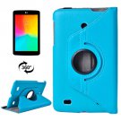 For LG G Pad 7.0 Blue Litchi Flip Leather Case with 2 Gears Rotating Holder