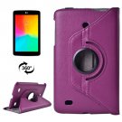 For LG G Pad 7.0 Purple Litchi Flip Leather Case with 2 Gears Rotating Holder