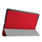 For Sony Xperia Z4 Red Cross Flip Leather Case with Three-folding Holder