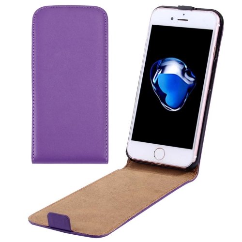 For iPhone 7 Purple Vertical Flip Genuine Split Leather Case