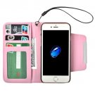 For iPhone 7 Pink Detachable Plain Weave Texture Flip PU Leather Case