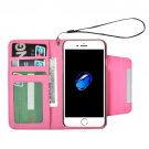 For iPhone 7 Magenta Detachable Plain Weave Texture Flip PU Leather Case