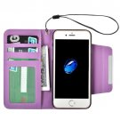 For iPhone 7 Purple Detachable Plain Weave Texture Flip PU Leather Case