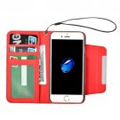 For iPhone 7 Red Detachable Plain Weave Texture Flip PU Leather Case