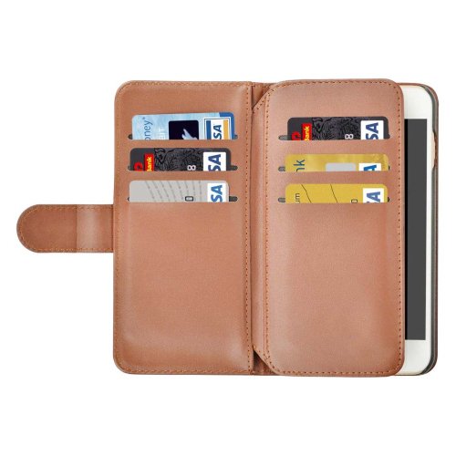 For iPhone 7 Plus Brown Flip Leather Case with Card Slots, Wallet & Lanyard