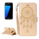 For Galaxy S7/G930 Gold Crazy Horse Leather Case with Holder, Card Slots, Wallet & Lanyard