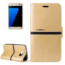 For Galaxy S7/G930 Gold Crazy Horse Leather Case with Holder, Card Slots, Wallet & Lanyard