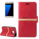For Galaxy S7/G930 Red Crazy Horse Leather Case with Holder, Card Slots, Wallet & Lanyard