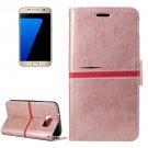 For Galaxy S7/G930 Rose Gold Crazy Horse Leather Case with Holder, Card Slots, Wallet & Lanyard
