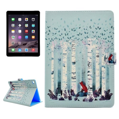 For iPad Air 2/iPad 6 Forest Fox Pattern Flip Leather Case with Holder, Card Slots & Wallet