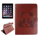 For iPad Air 2/iPad 6 Coffee Embossed Panda Leather Case with Holder, Card Slots & Wallet