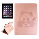 For iPad Air 2/iPad 6 Pink Embossed Panda Leather Case with Holder, Card Slots & Wallet
