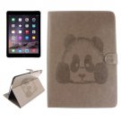 For iPad Air 2/iPad 6 Grey Embossed Panda Leather Case with Holder, Card Slots & Wallet