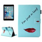 For iPad Mini 4/3/2/1 Lips Smart Cover Leather Case with Holder, Card/Pen Slots & Wallet