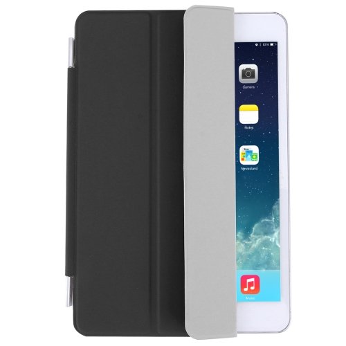 For iPad Mini 4 Black Single Side Polyurethane Smart Cover with 3-Folding Holder