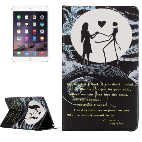 For IPad Mimi 4 Moon Couple Pattern Horizontal Flip Leather Case with Holder