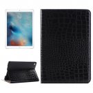 For iPad Pro 12.9" Black Crocodile Leather Case with Holder, Card Slots & Wallet