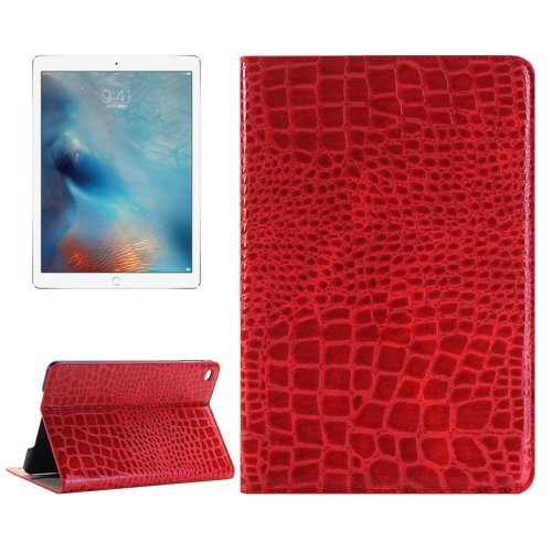 For iPad Pro 12.9" Red Crocodile Leather Case with Holder, Card Slots & Wallet