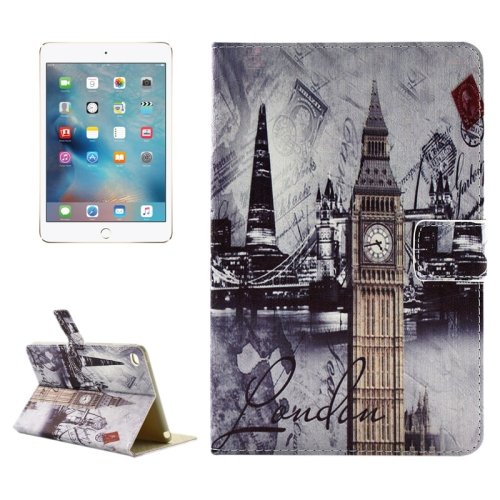 For iPad Pro 12.9" London Bridge Pattern Horizontal Flip Leather Case with Holder