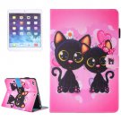 For iPad Air 2/iPad 6 Two Cats Pattern Leather Case with Holder, Card/Pen Slots & Wallet