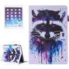 For iPad Air 2/iPad 6 Raccoon Pattern Leather Case with Holder, Card/Pen Slots & Wallet