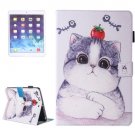 For iPad Air 2/iPad 6 Cat Pattern Leather Case with Holder, Card/Pen Slots & Wallet