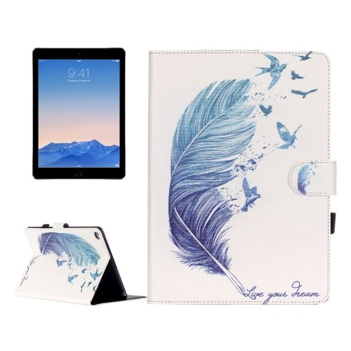 For iPad Air 2/iPad 6 Feather Pattern Flip Leather Case with Holder & Card Slots & Wallet