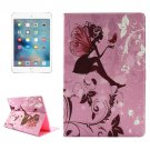 For iPad Pro 12.9" Girl and Butterfly Pattern Diamond Flip Leather Case with Holder