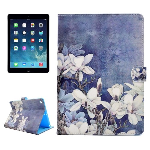 For iPad Air/iPad 5 Flowers Pattern Leather Case with Holder; Card Slots & Wallet