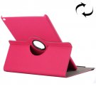 For iPad Pro 12.9" Magenta Cloth Smart Cover Leather Case with Rotating Holder & Card slots