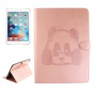 For iPad Pro 9.7" Pink Embossed Panda Leather Case with Holder, Card Slots & Wallet