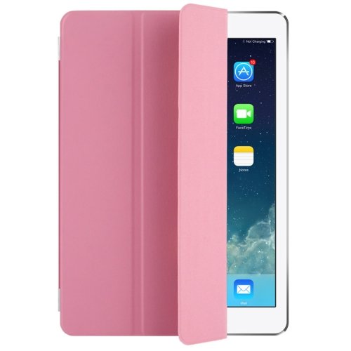For iPad Pro 9.7" Pink Single Side Polyurethane Smart Cover with 3-Folding Holder