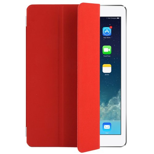 For iPad Pro 9.7" Red Single Side Polyurethane Smart Cover with 3-Folding Holder