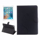 For iPad Pro 9.7" Black Flowers Magnetic Leather Case with Holder, Card Slots & Wallet