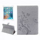 For iPad Pro 9.7" Grey Flowers Magnetic Leather Case with Holder, Card Slots & Wallet