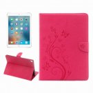 For iPad Pro 9.7" Magenta Flowers Magnetic Leather Case with Holder, Card Slots & Wallet