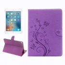 For iPad Pro 9.7" Purple Flowers Magnetic Leather Case with Holder, Card Slots & Wallet