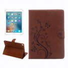 For iPad Pro 9.7" Brown Flowers Magnetic Leather Case with Holder, Card Slots & Wallet