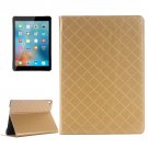 For iPad Pro 9.7" Grid Gold Flip Leather Case with Card Slots, Holder & Wallet