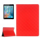 For iPad Pro 9.7" Grid Red Flip Leather Case with Card Slots, Holder & Wallet