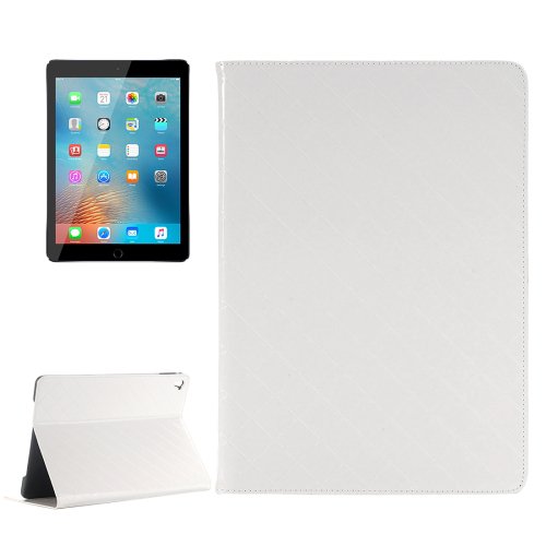 For iPad Pro 9.7" Grid White Flip Leather Case with Card Slots, Holder & Wallet