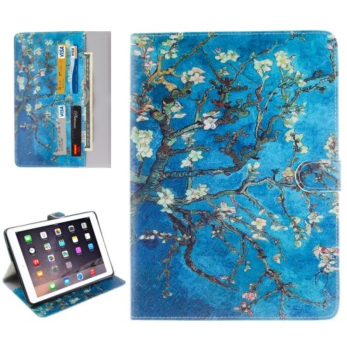 For iPad Pro 9.7" Plum Pattern Flip Leather Case with Holder, Card Slots & Wallet