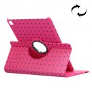 For iPad Pro 9.7" Magenta Lattice Smart Cover Leather Case with Rotating Holder, Card Slots