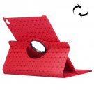 For iPad Pro 9.7" Red Lattice Smart Cover Leather Case with Rotating Holder, Card Slots