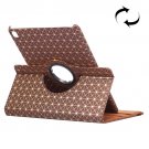 For iPad Pro 9.7" Brown Lattice Smart Cover Leather Case with Rotating Holder, Card Slots