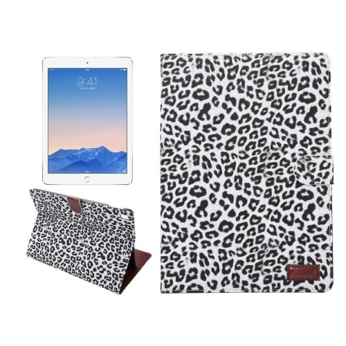 For iPad Pro 9.7" White Leopard Leather Smart Case with Holder, Card Slots & Wallet